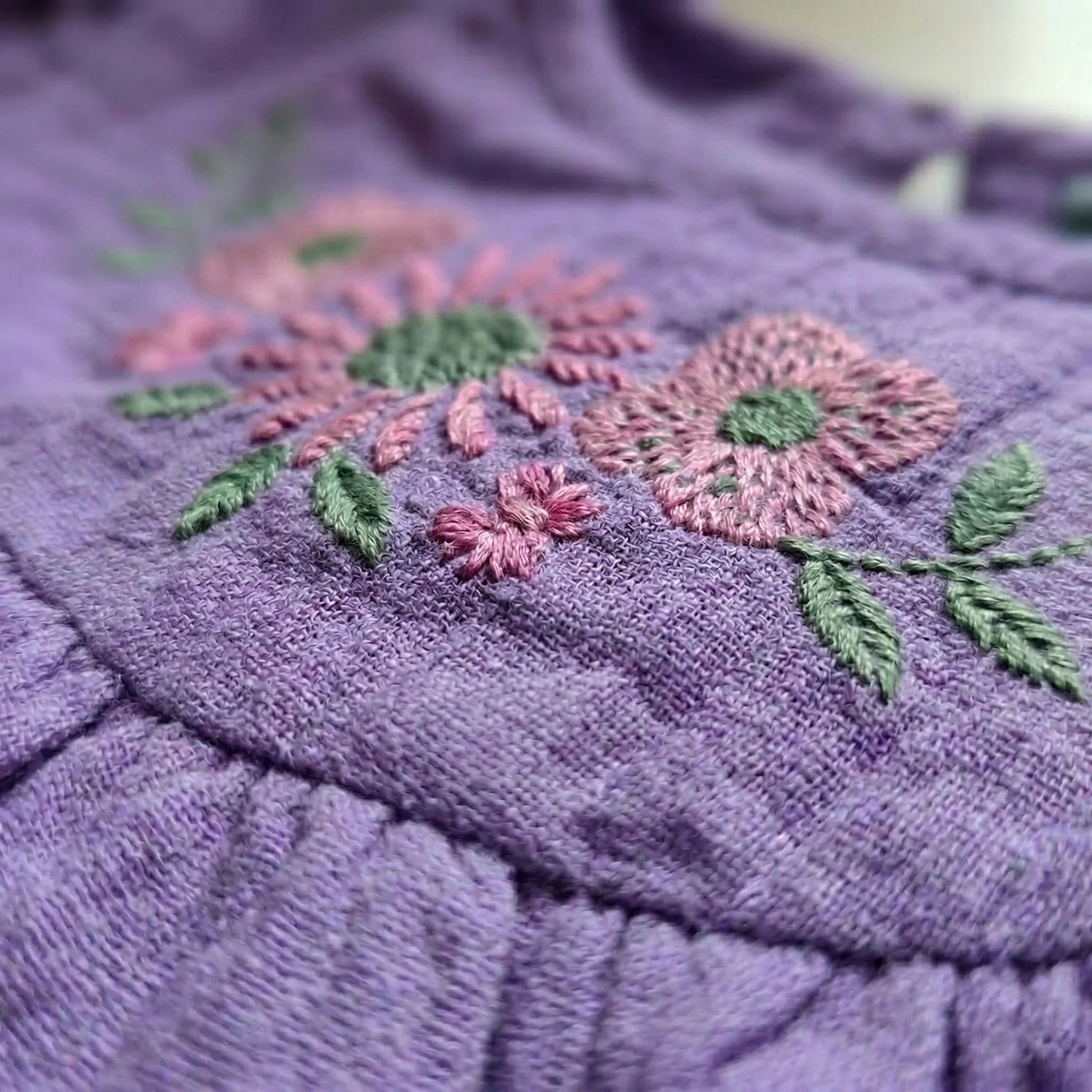 Purple Embroidered Frock