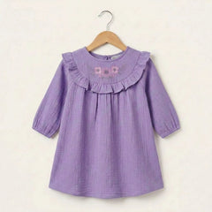 Purple Embroidered Frock Momuko Kids