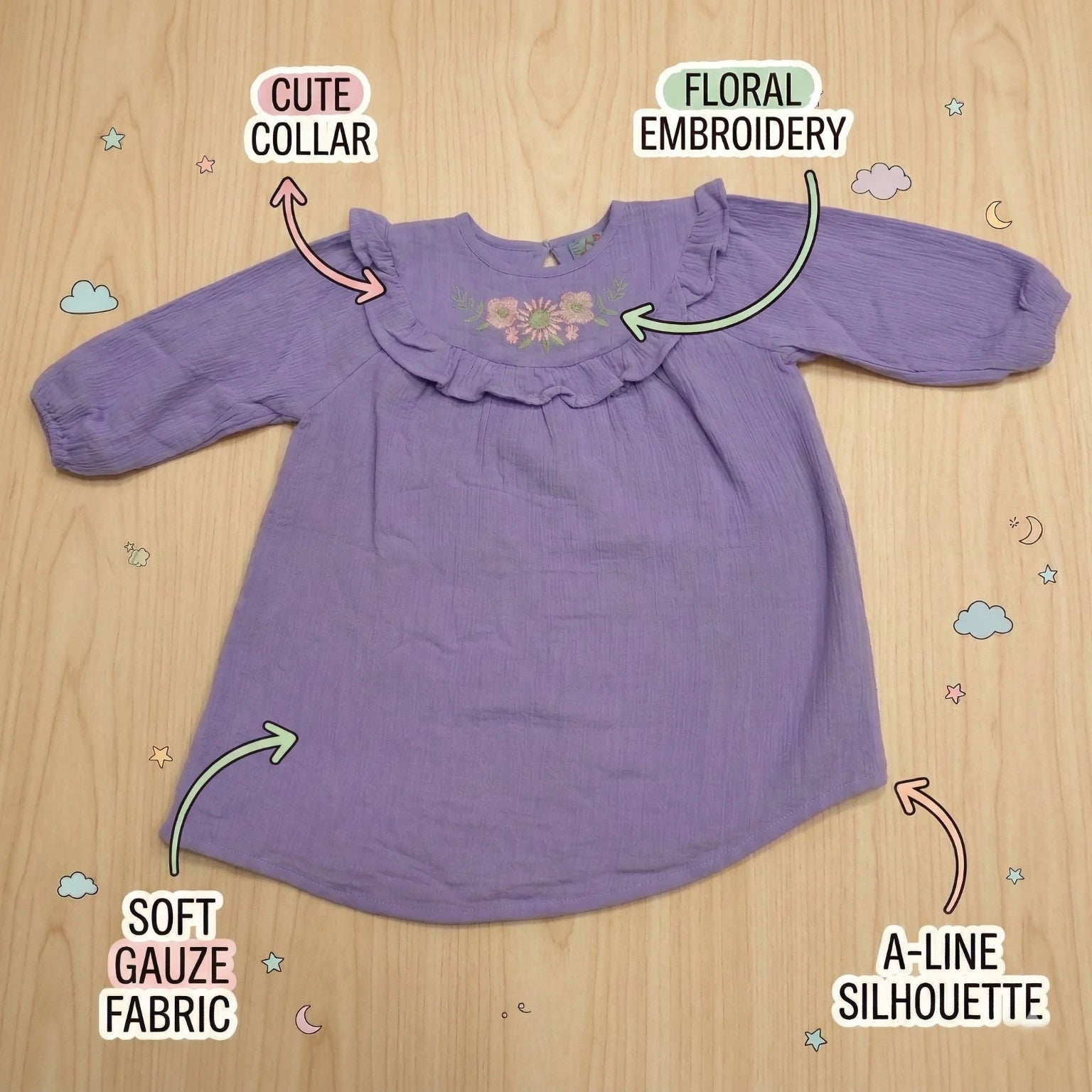 Purple Embroidered Frock