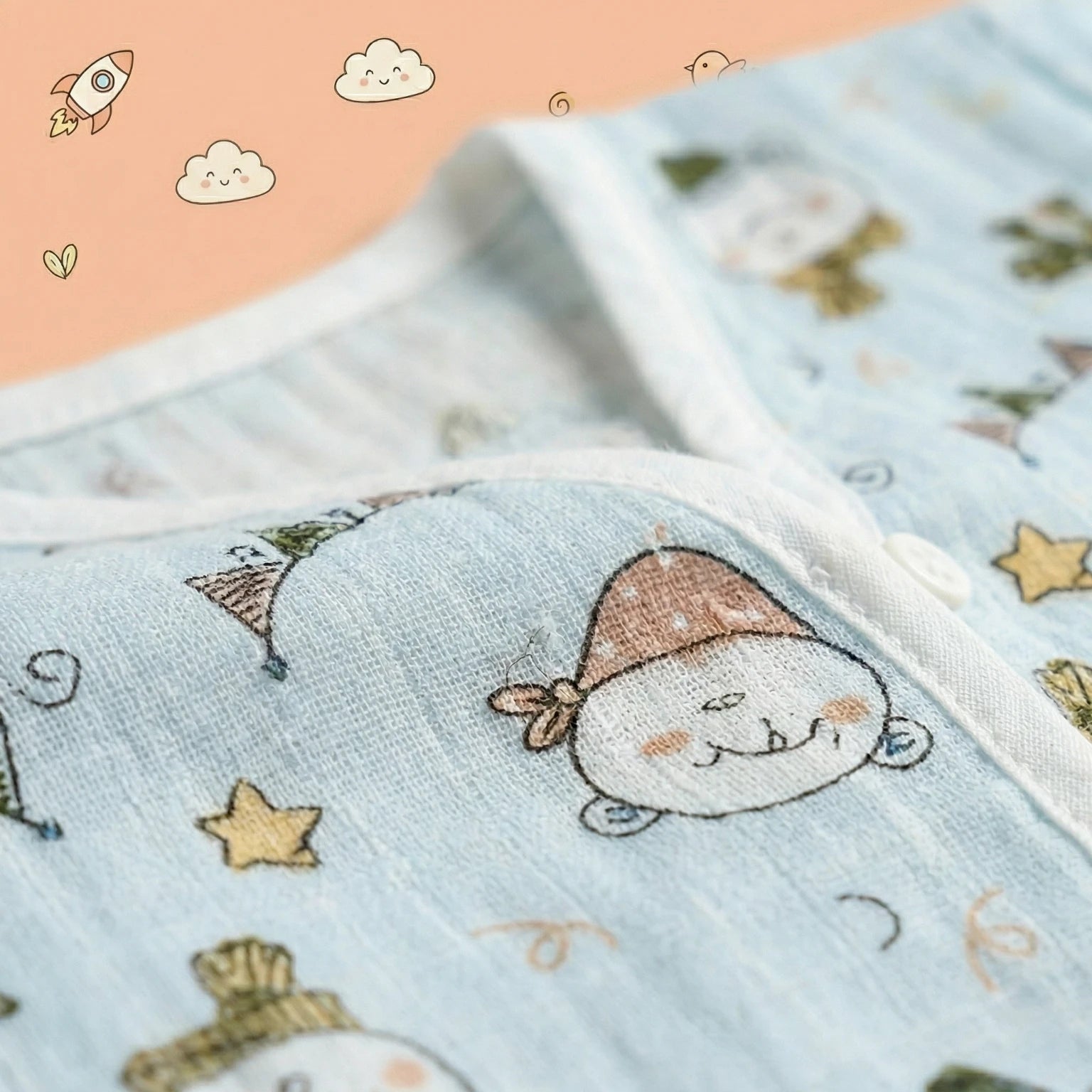 Blue Celebration – Full Sleeve Muslin Night Suit