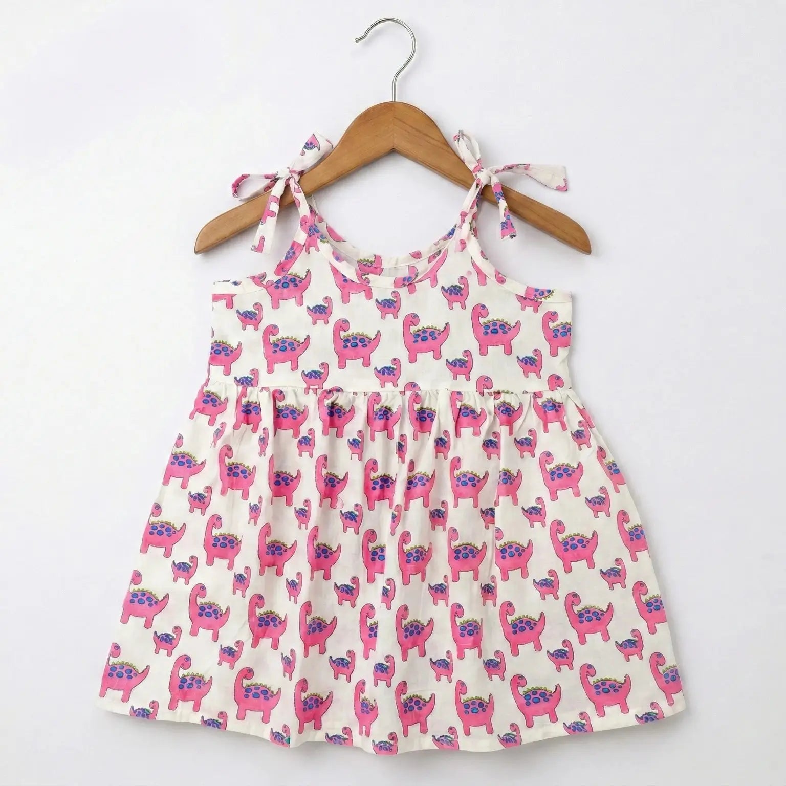 Shoulder Tie Frock - Dinosaur Print Momuko Kids