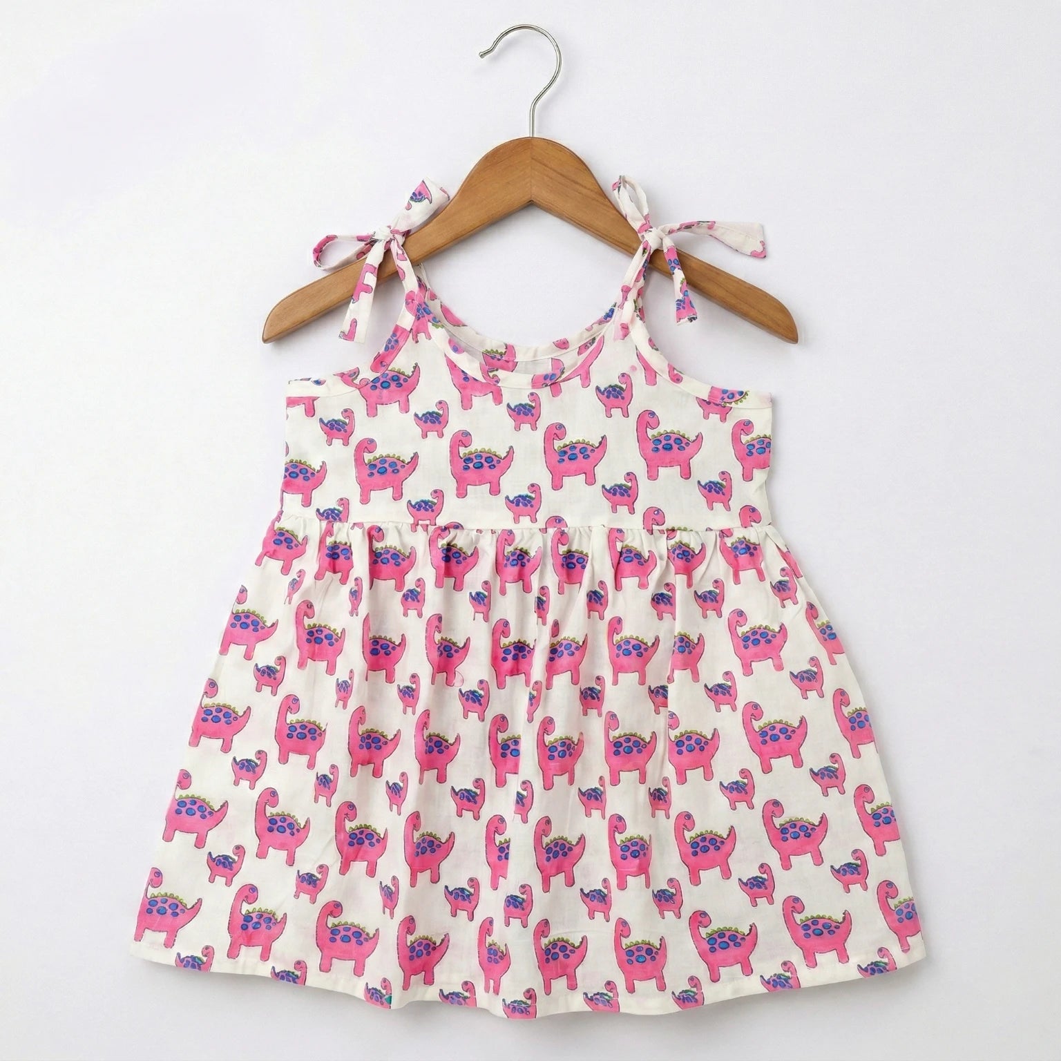 Shoulder Tie Frock - Dinosaur Print