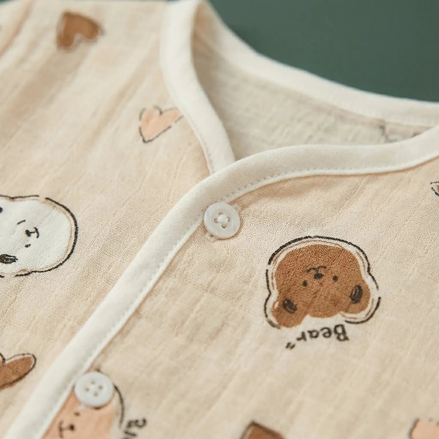 Peach Bear – Full Sleeve Muslin Night Suit Momuko Kids