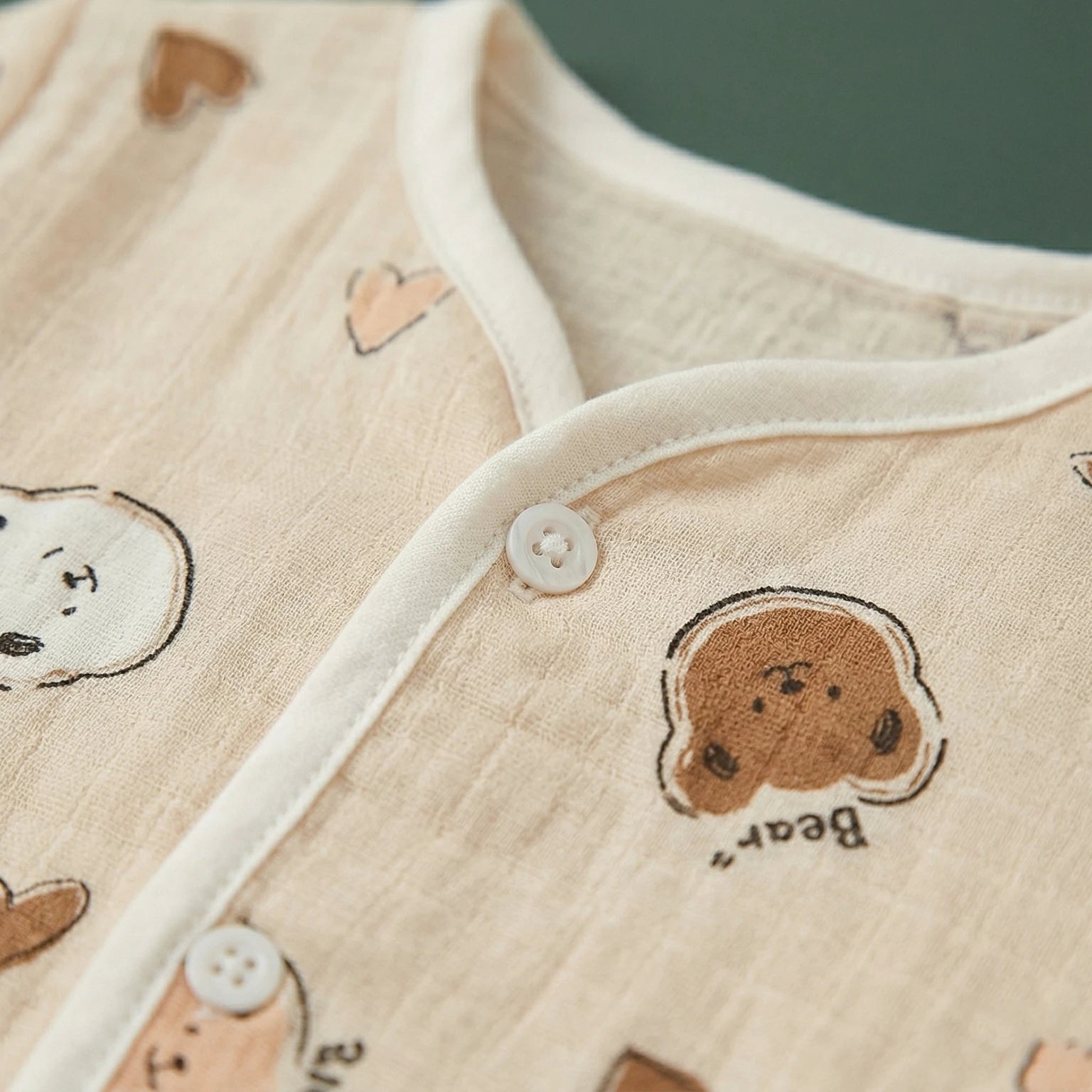 Peach Bear – Full Sleeve Muslin Night Suit