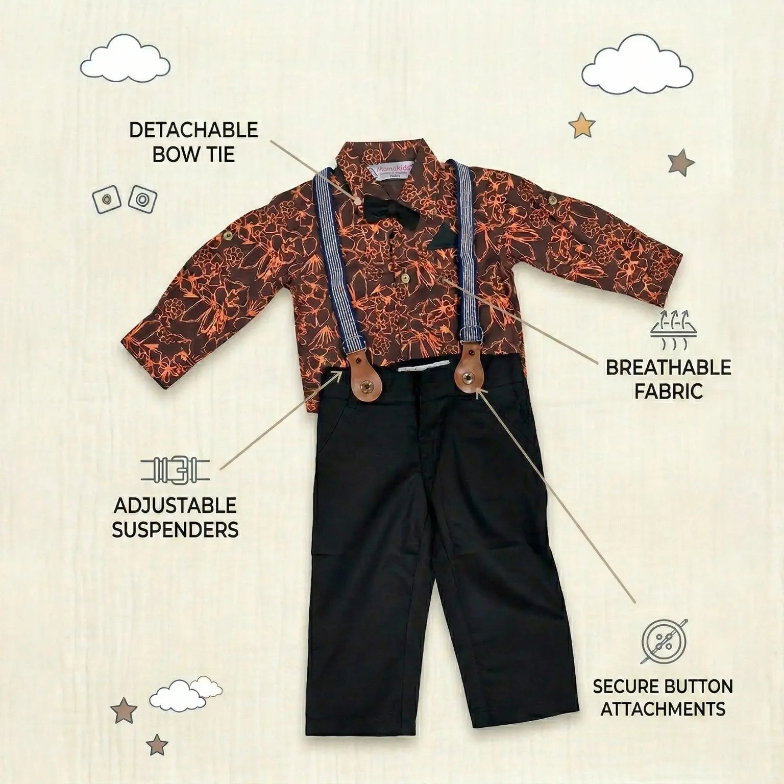 Cotton Shirt With Black Pant With Suspender