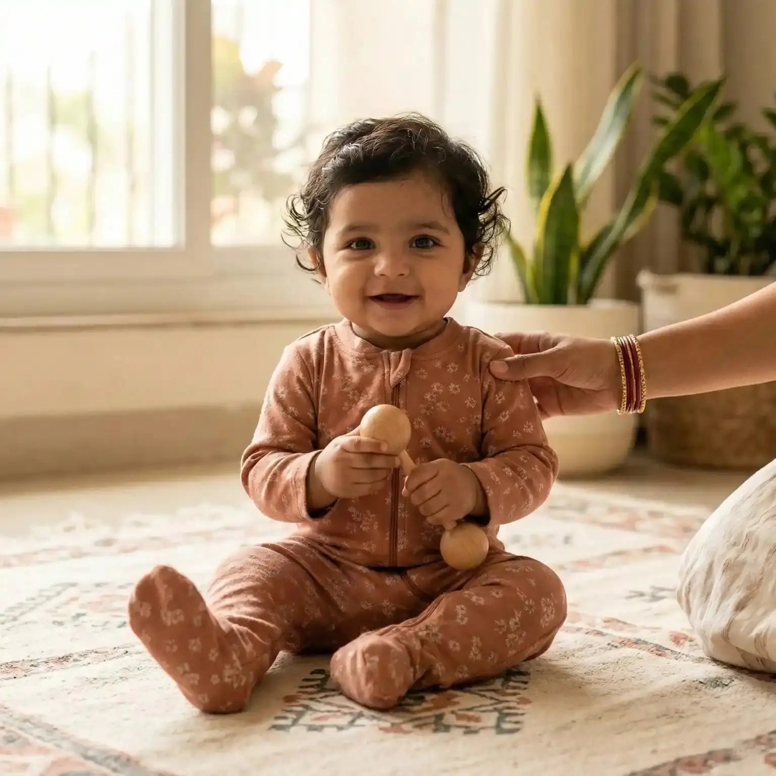 Burnt Orange Printed Overalls Momuko Kids