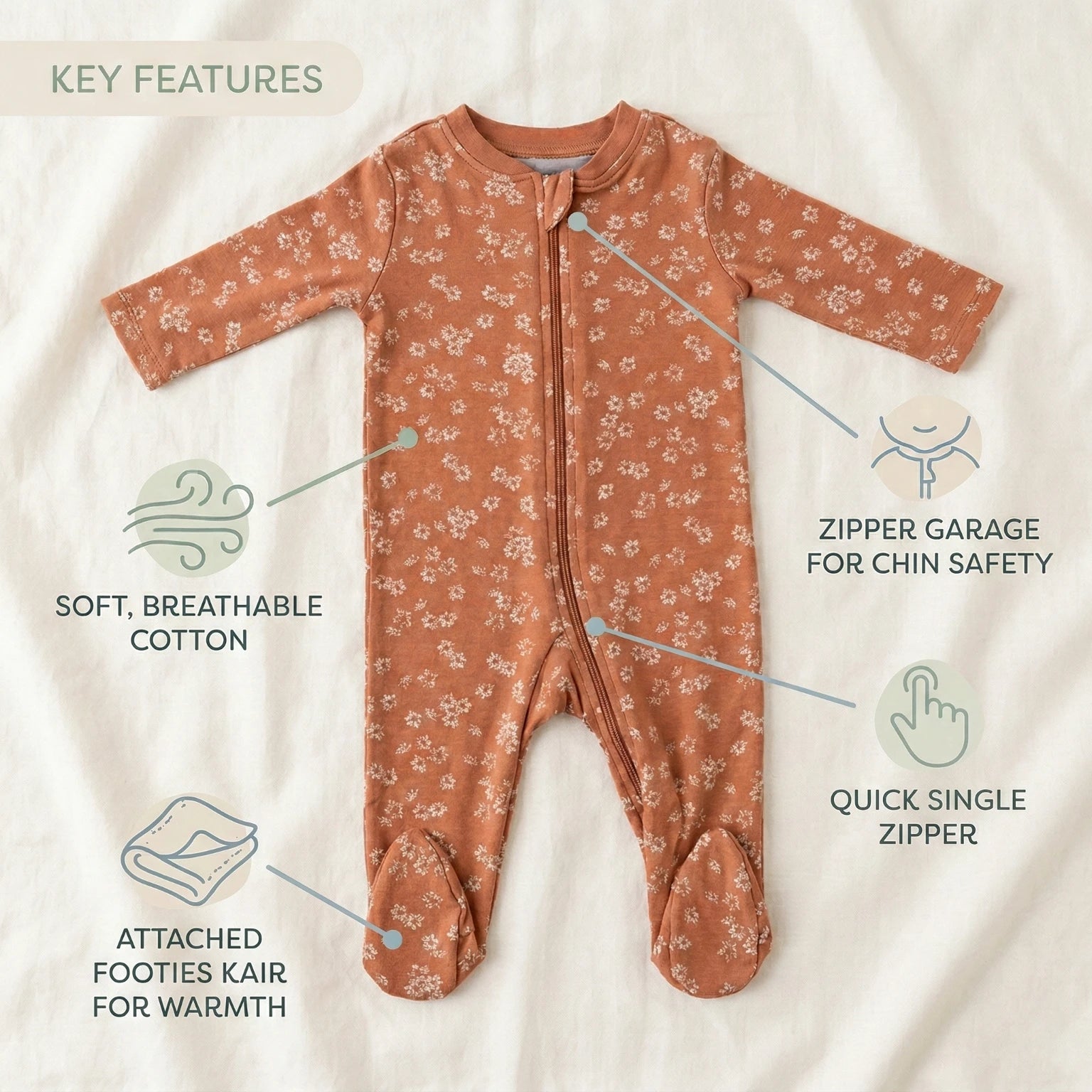 Burnt Orange Printed Overalls