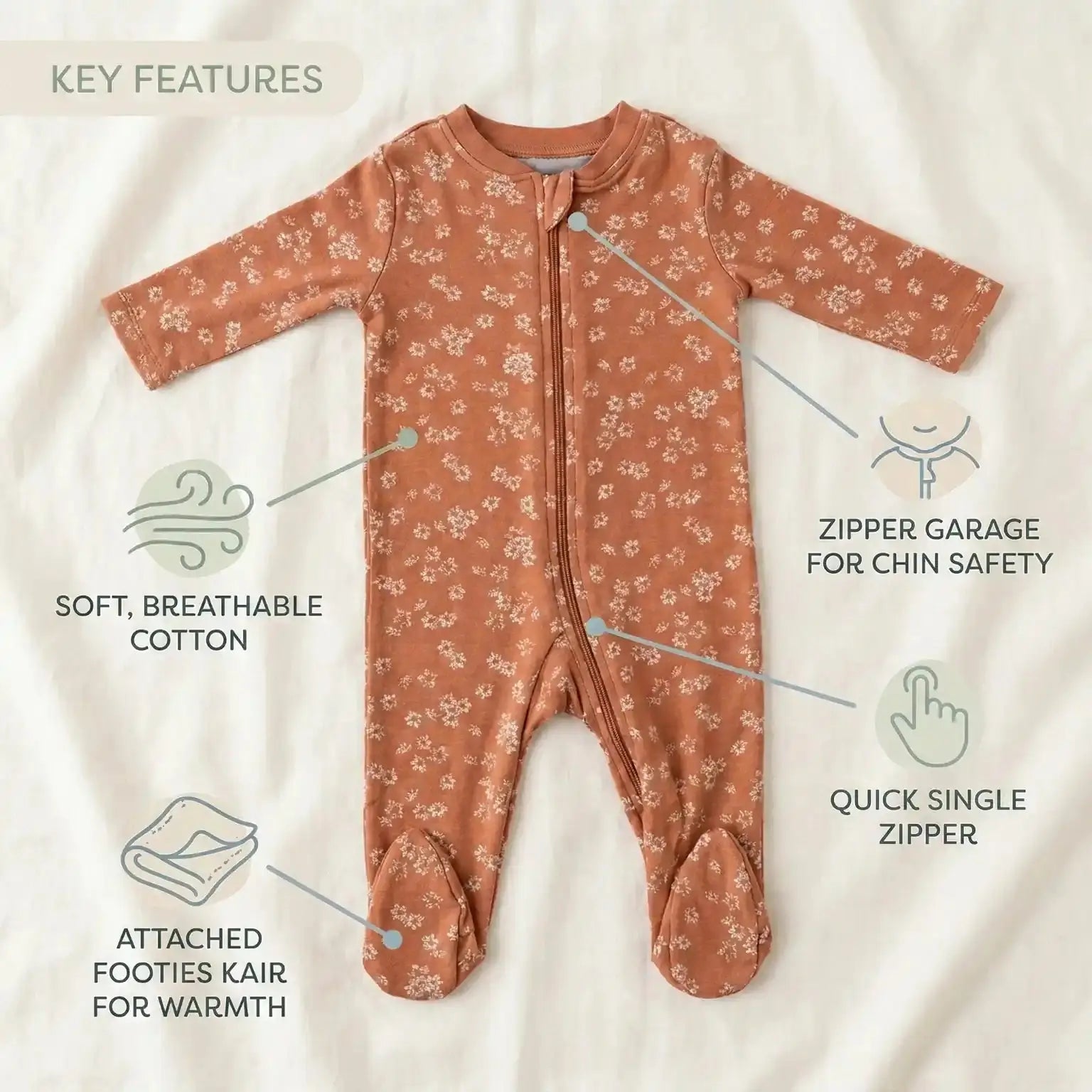 Burnt Orange Printed Overalls Momuko Kids