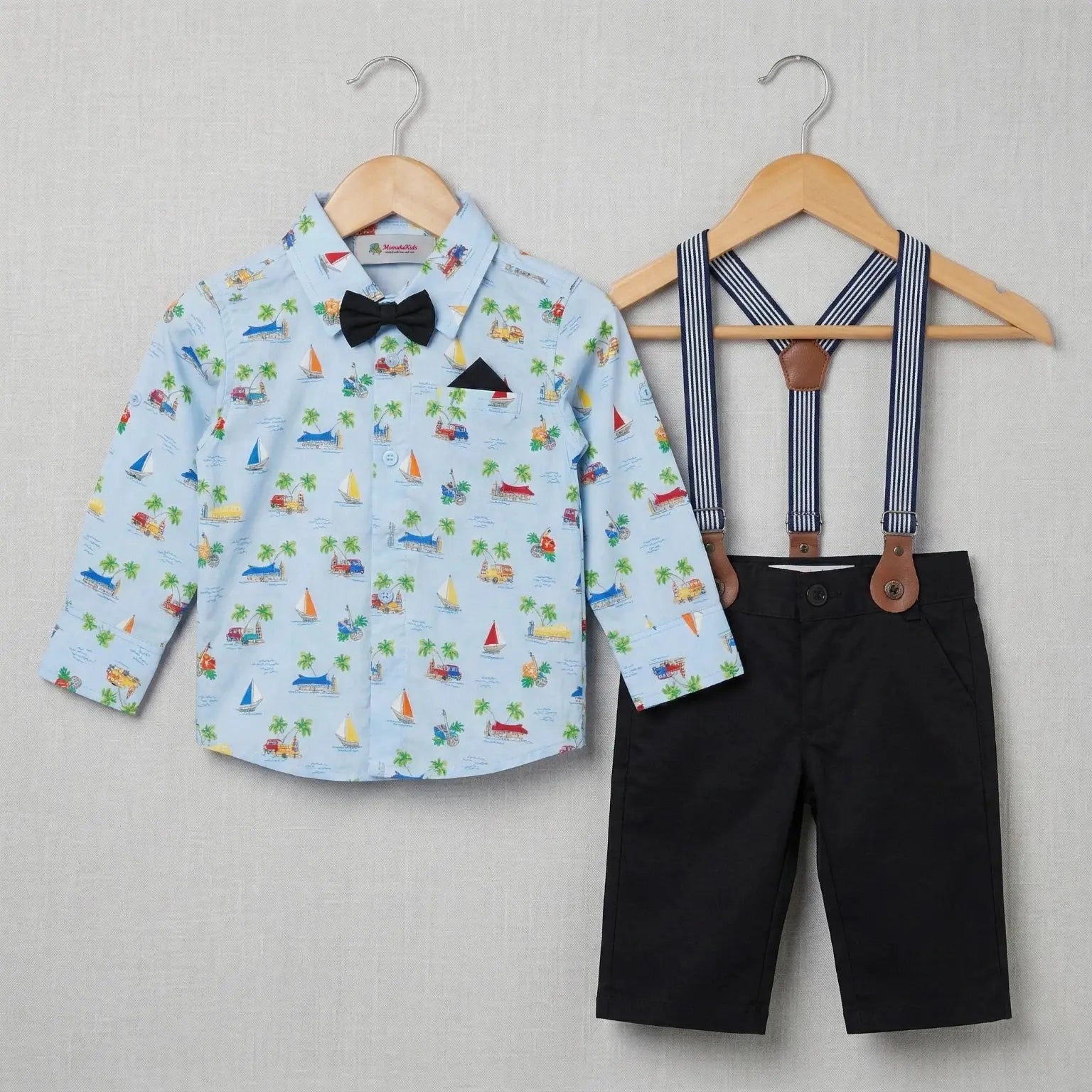 Cotton Shirt With Black Pant With Suspender