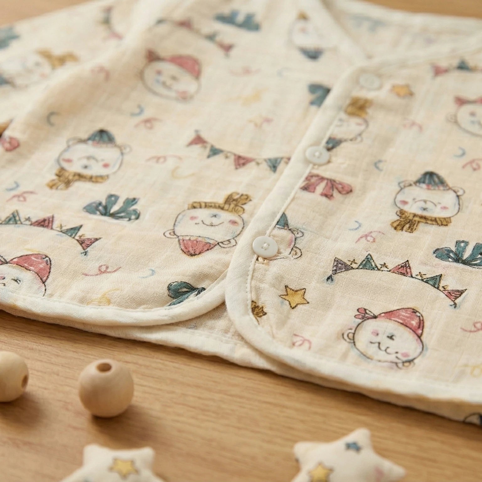 Peach Celebration – Full Sleeve Muslin Night Suit