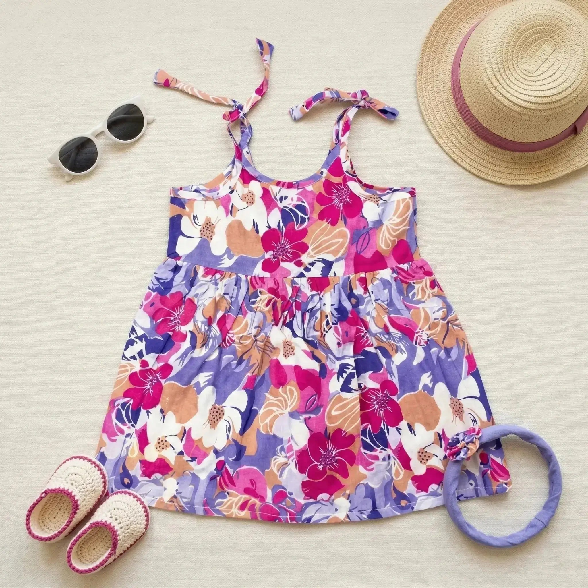 Shoulder Tie Frock - Floral Print