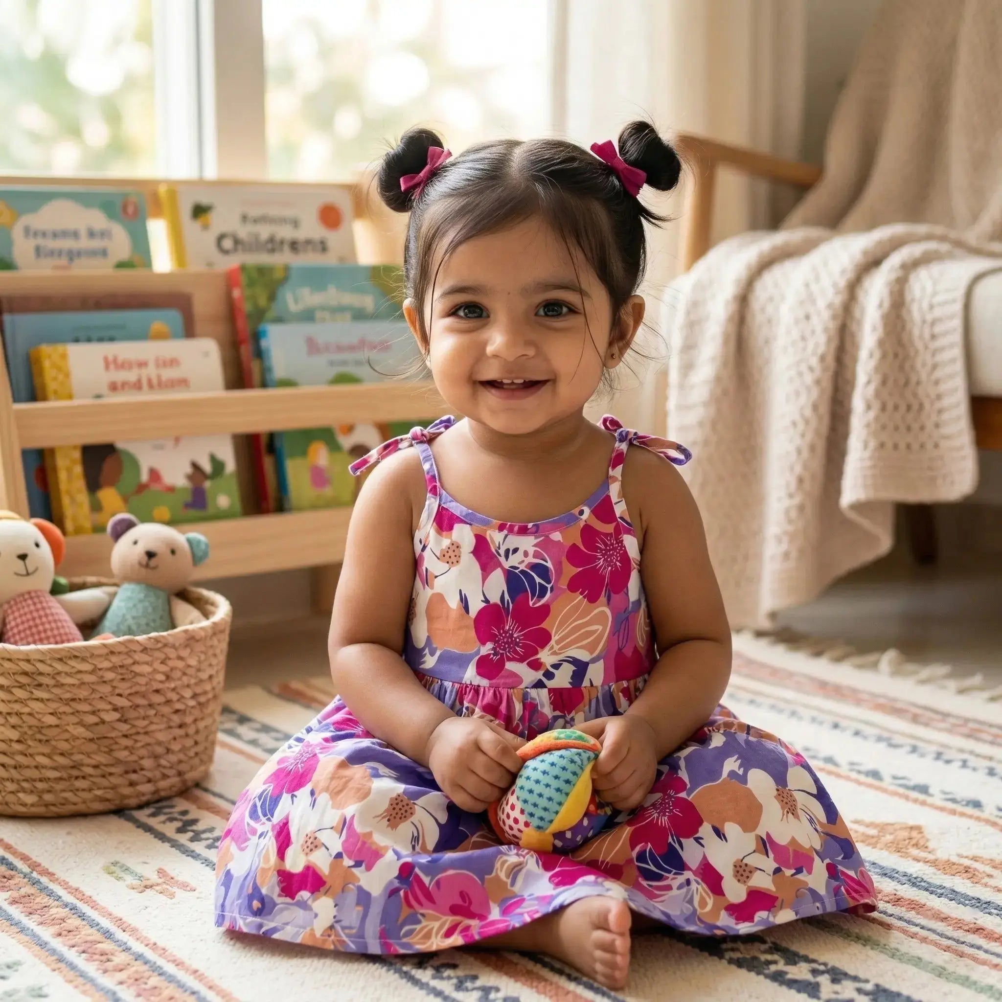 Shoulder Tie Frock - Floral Print Momuko Kids