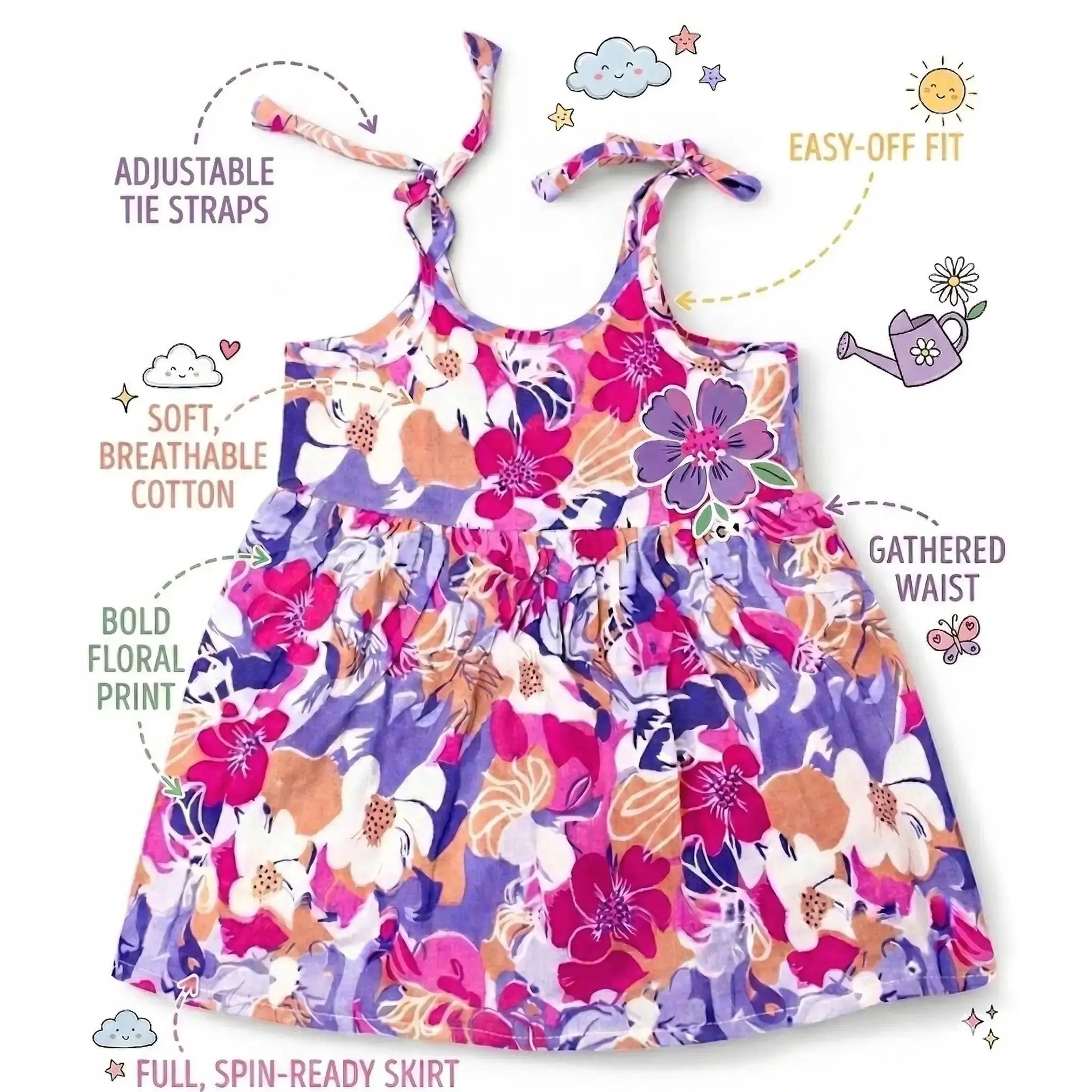 Shoulder Tie Frock - Floral Print Momuko Kids