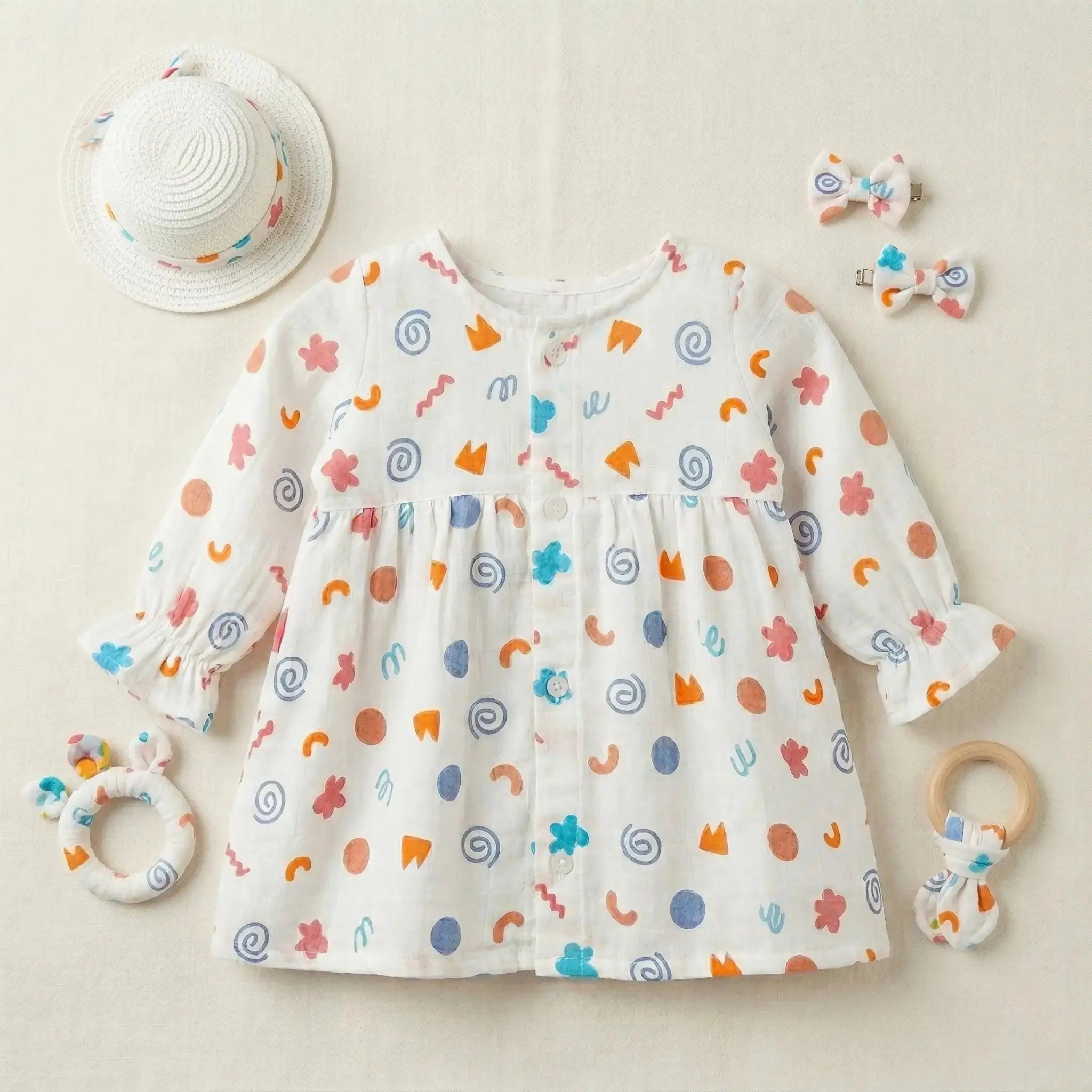 Full Sleeve Muslin Frock (Set of 3) Momuko Kids