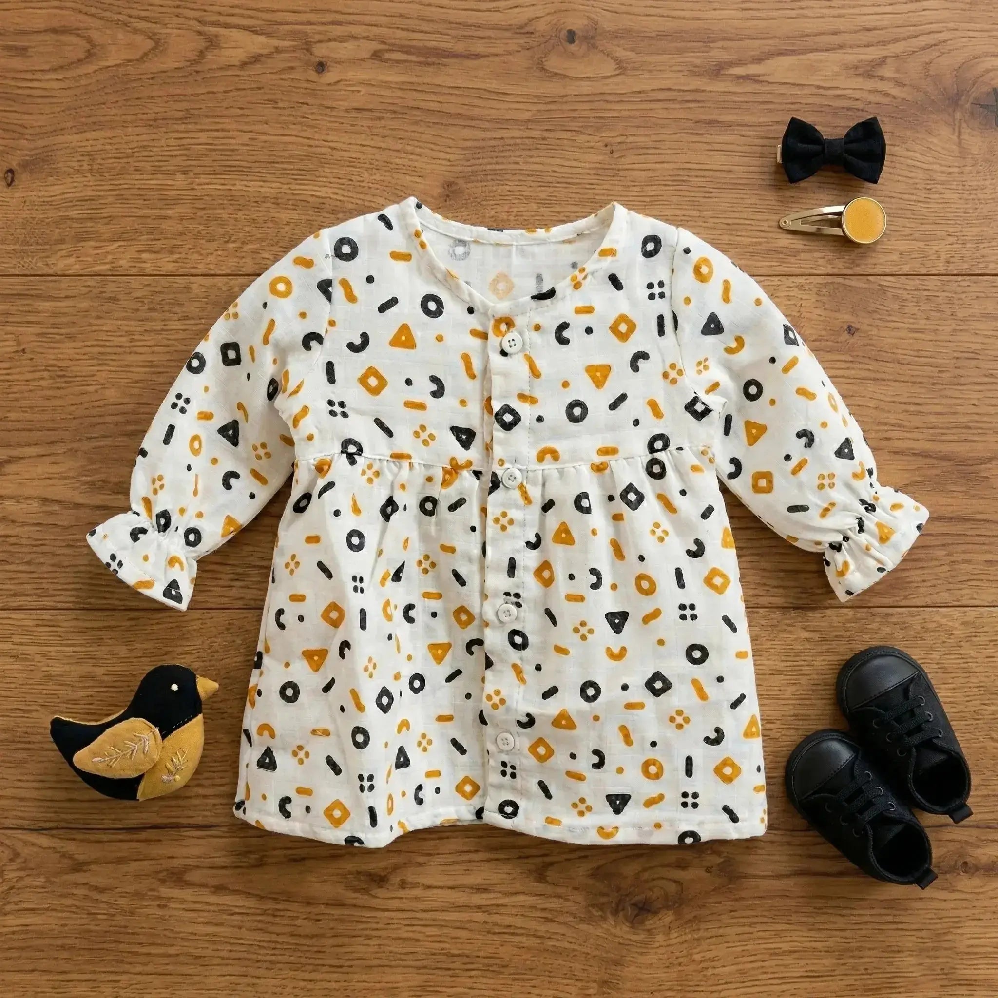 Full Sleeve Muslin Frock (Set of 3) Momuko Kids