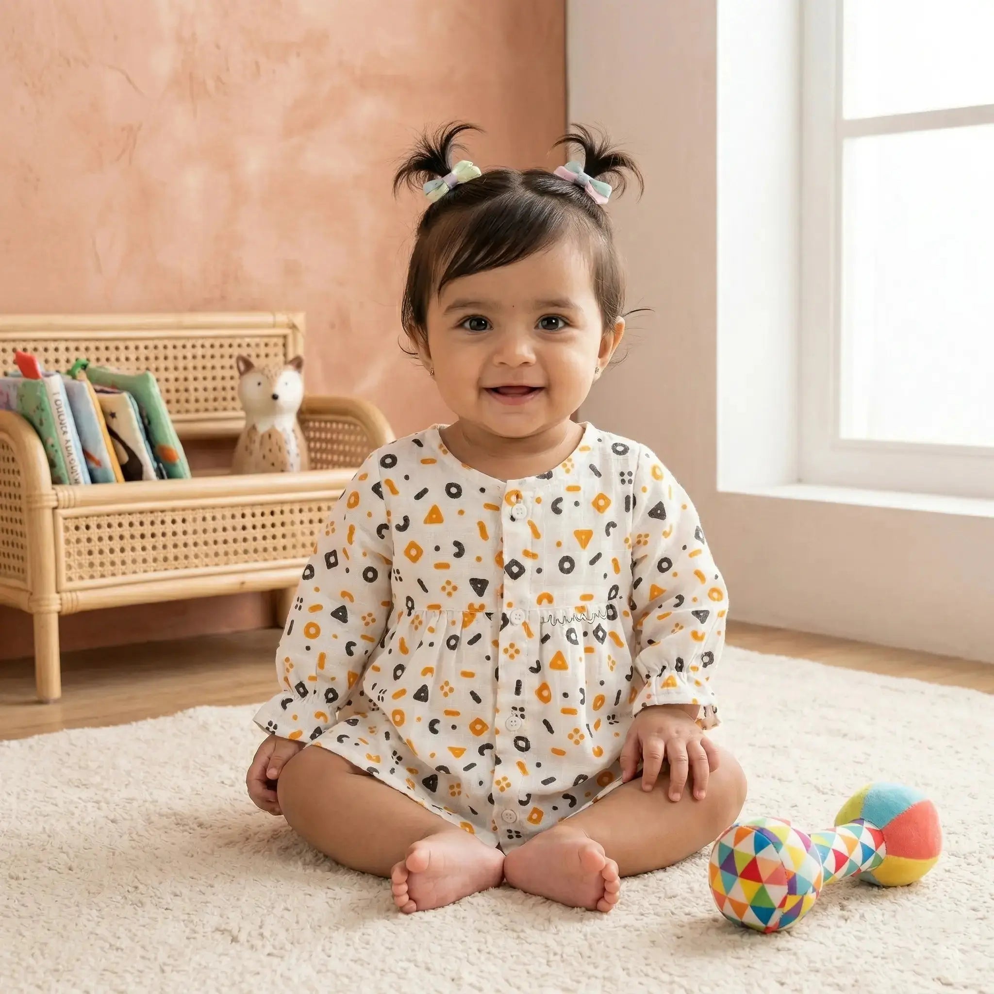 Full Sleeve Muslin Frock (Set of 3) Momuko Kids