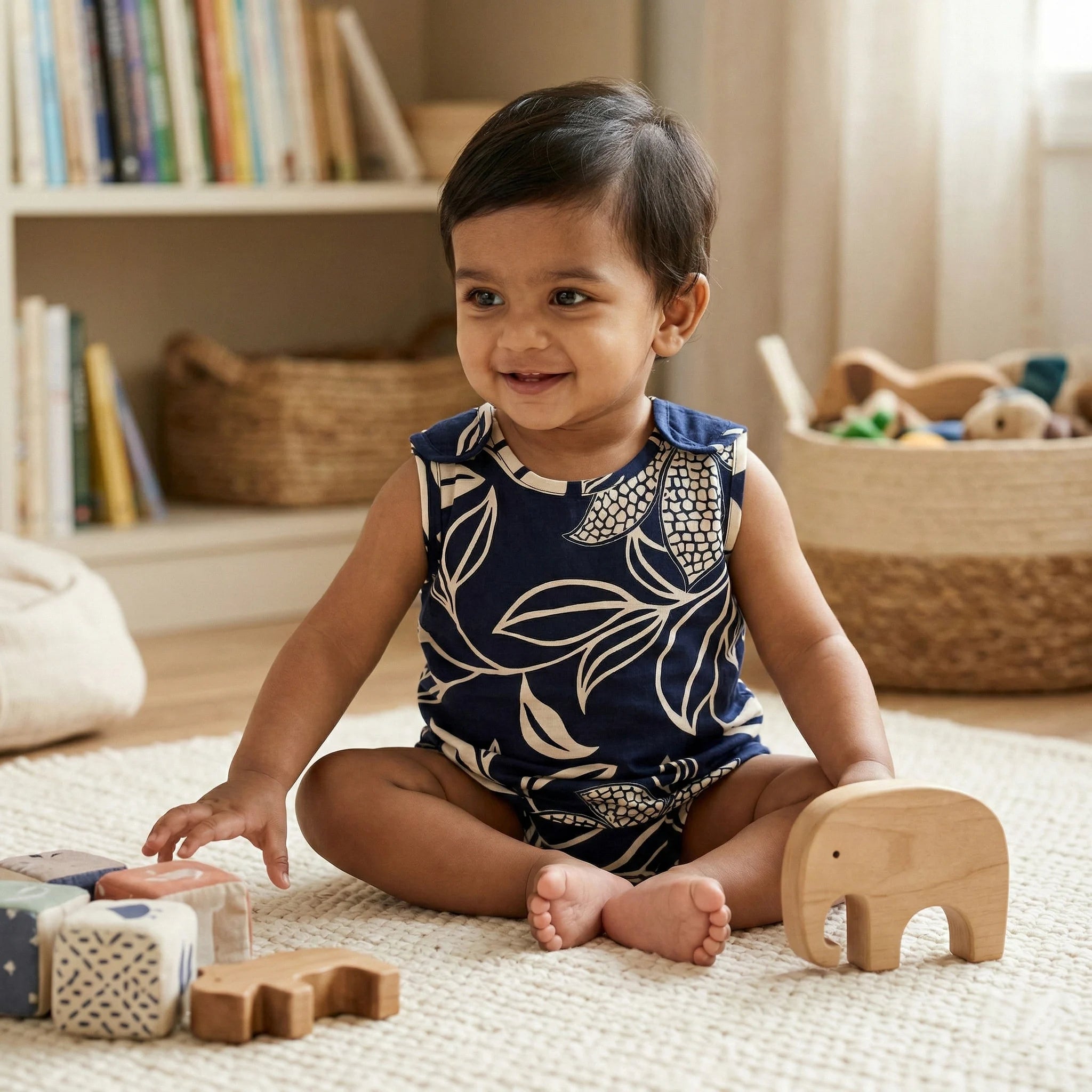 Jhabhla with Shoulder Button - Black Print