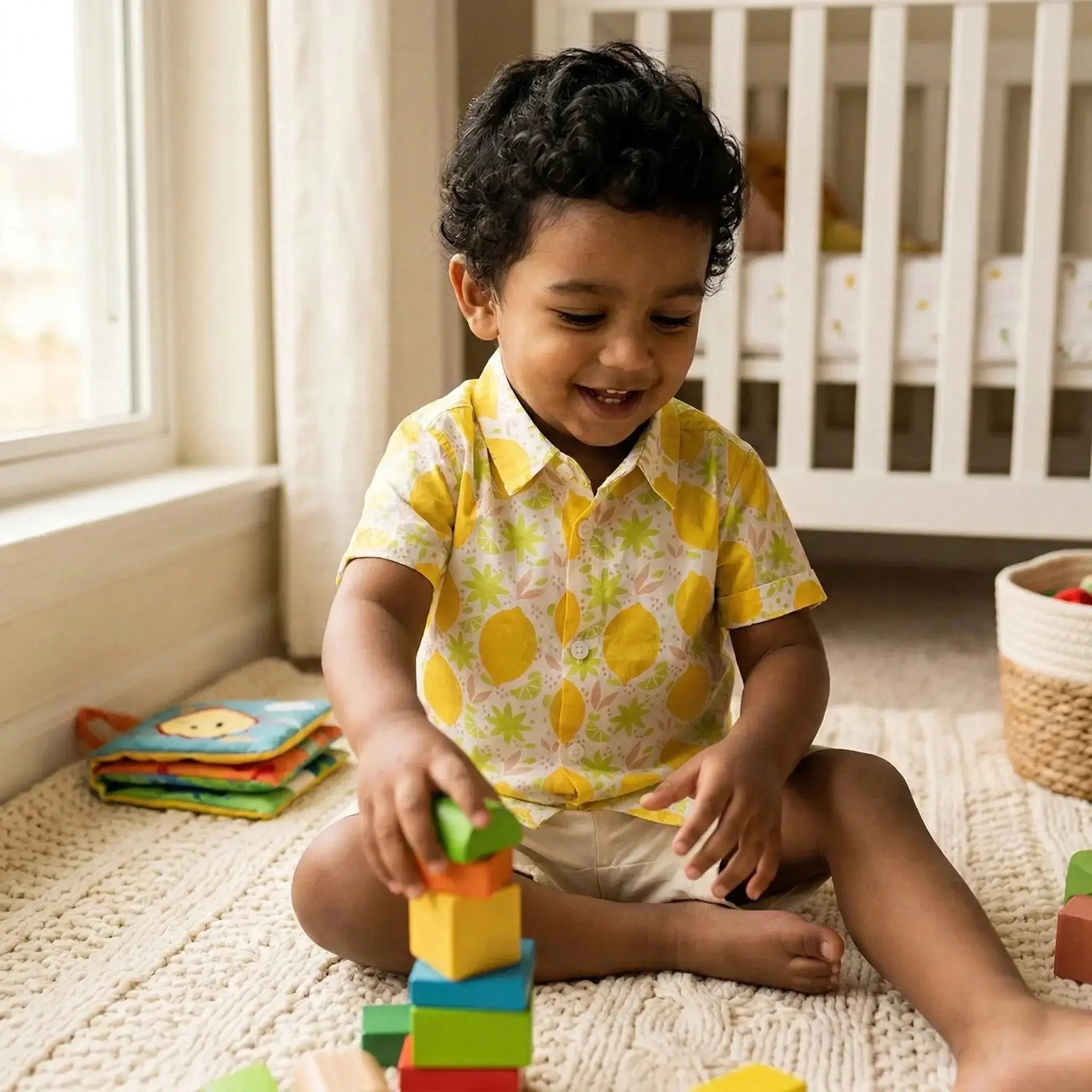 Short Sleeve Lemon Print Shirt Momuko Kids
