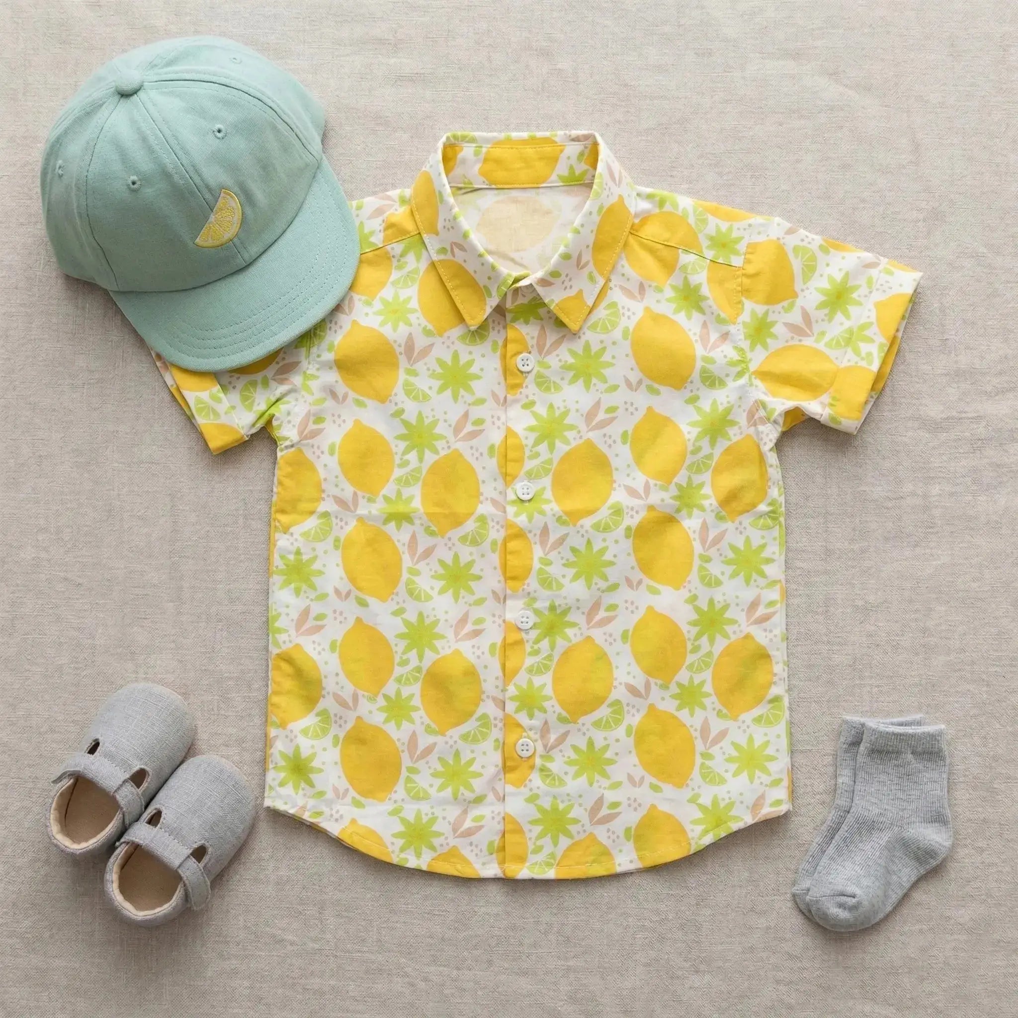Short Sleeve Lemon Print Shirt